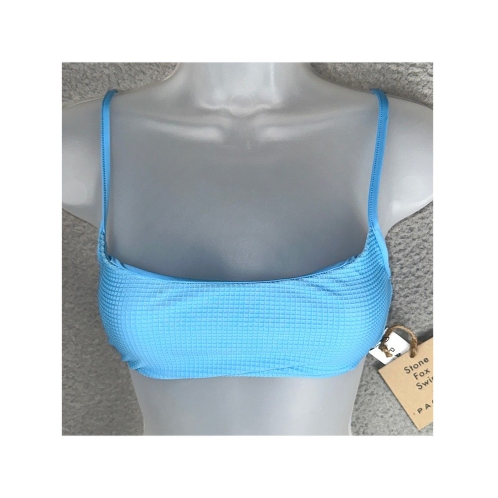 Stone Fox Swim x PacSun Bikini Top Women S Blue Ribbed Bralette Scoop Neck NWT - Picture 13 of 14